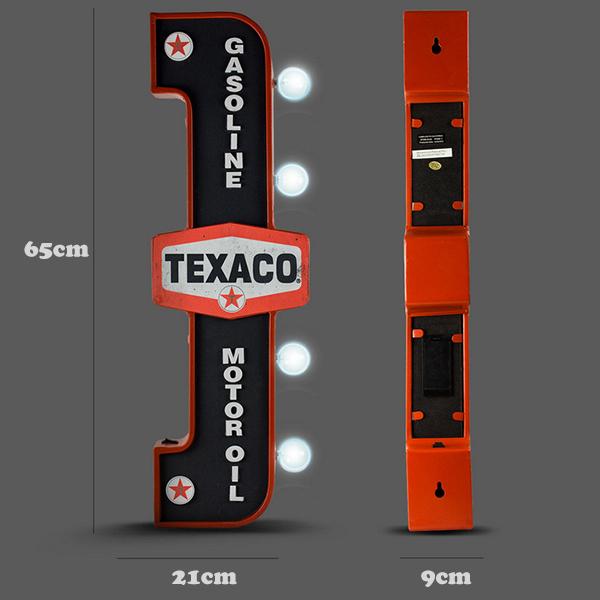 テキサコ 電飾看板 マーキーLEDサインライト TEXACO レトロ 両面タイプ Ｗ190/Ｄ80/Ｈ635ｍｍ LED電球4個入り 単三電池 ガレージ アメリカン雑貨｜funandfunny｜06