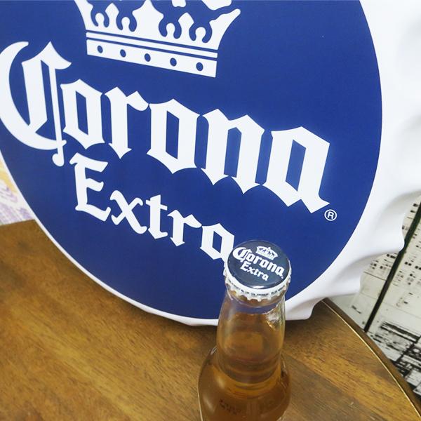 Corona Extra コロナビール　ビジュアルサイン（看板）【新品・未使用】 コロナビールの王冠メタルサインプレート ボトルキャップ メタル