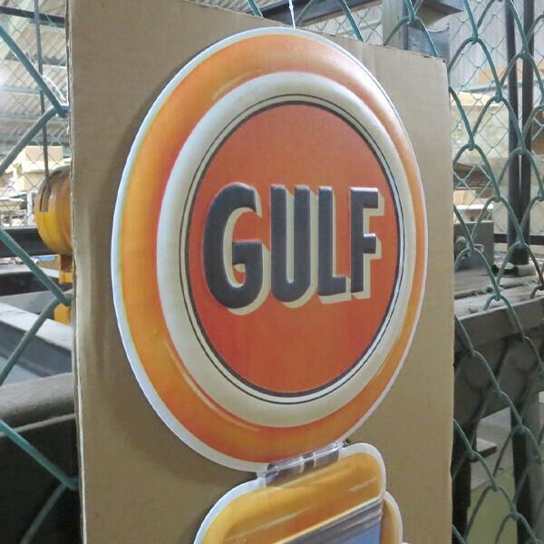 GULF 看板 ブリキ看板 大型 アメリカン 看板 ヴィンテージ ガスポンプ ガレージ