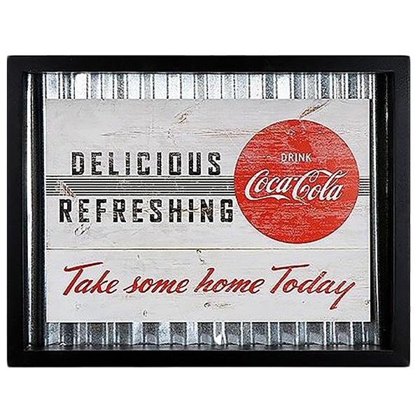 Coca Cola（コカコーラ） ウッドフレームメタルサイン 看板 アメリカン