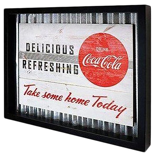 Coca Cola（コカコーラ） ウッドフレームメタルサイン 看板 アメリカン