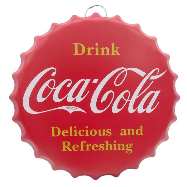 Coca-Cola オーバル型 メタルサインプレート　ビンテージ　アメトイ　レア Coca Cola（コカコーラ） ブリキ看板 ボトルキャップ メタルサイン