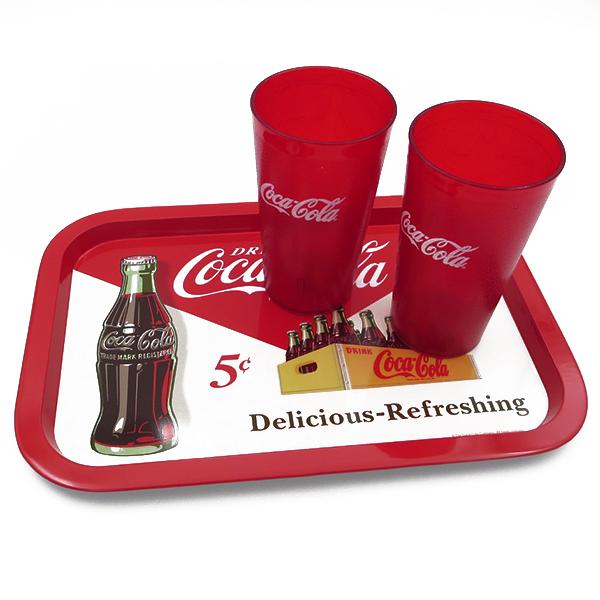 コカ・コーラレトロトレイ3点セット Coca Cola（コカコーラ） レクタングル ティン トレイ W345/D13/H235mm