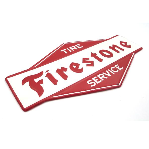 50s Firestone ファイアストン レターサイン ガレージ 看板 タイヤ アメリカン ダイカット エンボス メタルサイン FIRE STONE ファイ