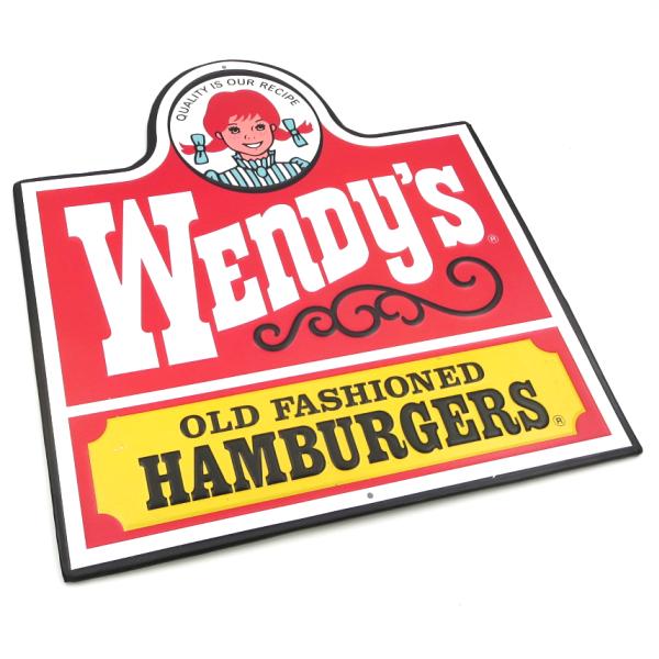 ウェンディーズ ハンバーガーアメリカン ダイカット エンボス メタル
