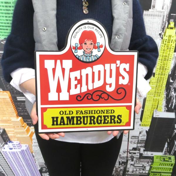 ウェンディーズ ハンバーガーアメリカン ダイカット エンボス メタル