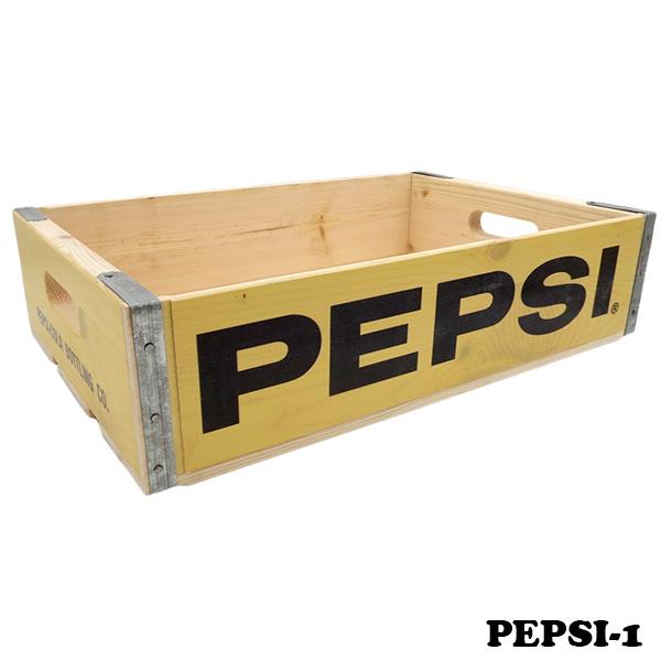 ペプシ 木箱 収納ボックス ウッドクレート PEPSI アメリカン雑貨 アメリカ雑貨 ペプシ グッズ 木製 収納ケース 浅型 小物入れ 収納箱  おしゃれ｜funandfunny｜02