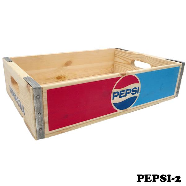 ペプシ 木箱 収納ボックス ウッドクレート PEPSI アメリカン雑貨 アメリカ雑貨 ペプシ グッズ 木製 収納ケース 浅型 小物入れ 収納箱  おしゃれ｜funandfunny｜03