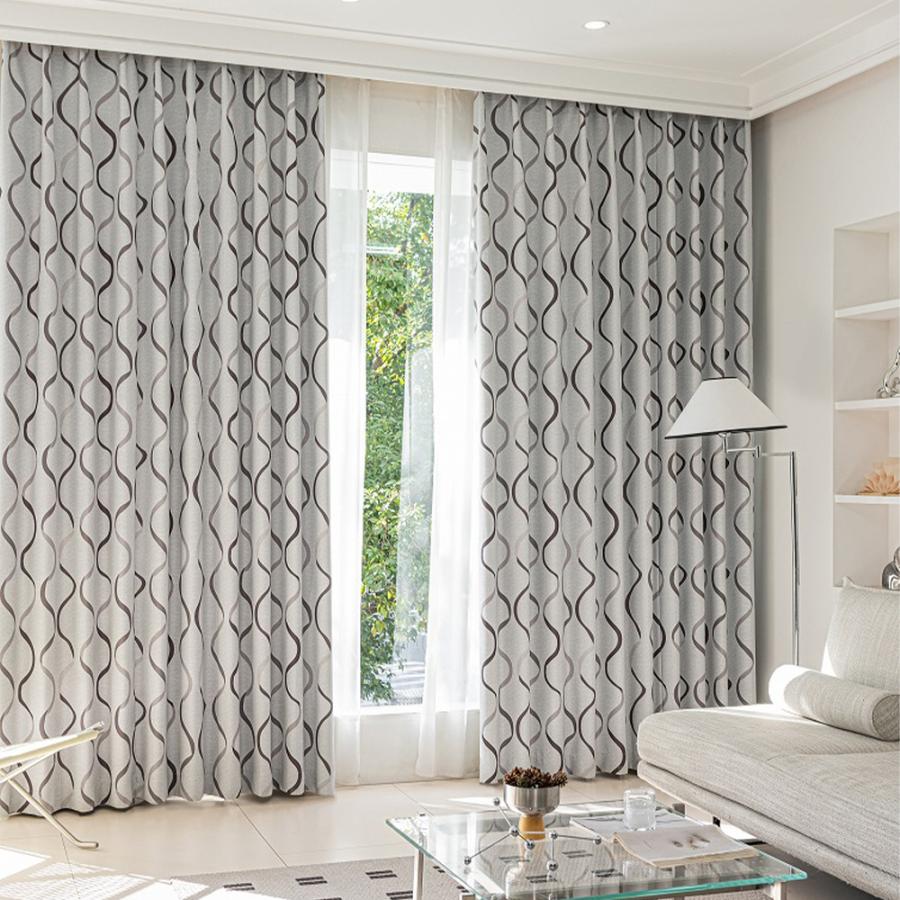 ウェーブ柄 カーテン 2枚セット おしゃれ 幅100cm×丈135/178/200cm 3級