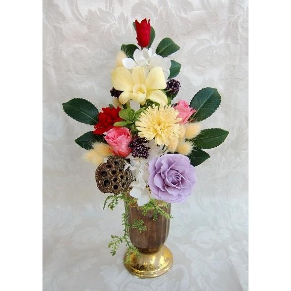 明るい色合いの清バラとデンファレとカーネーションとマムのお仏壇の御供アレンジ花瓶付 Seialtarflowers 仏花 フューネラル専門クラップス 通販 Yahoo ショッピング