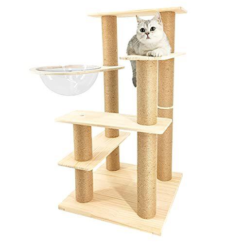 売店 Raku 猫タワー 木製キャットタワー 据え置き型 丸角設計 落下防止柵付 多頭飼い 猫 爪とぎポール 透明宇宙船 ねこハウス おしゃれ 高い安定性 今季イチオシ Www Superavila Com