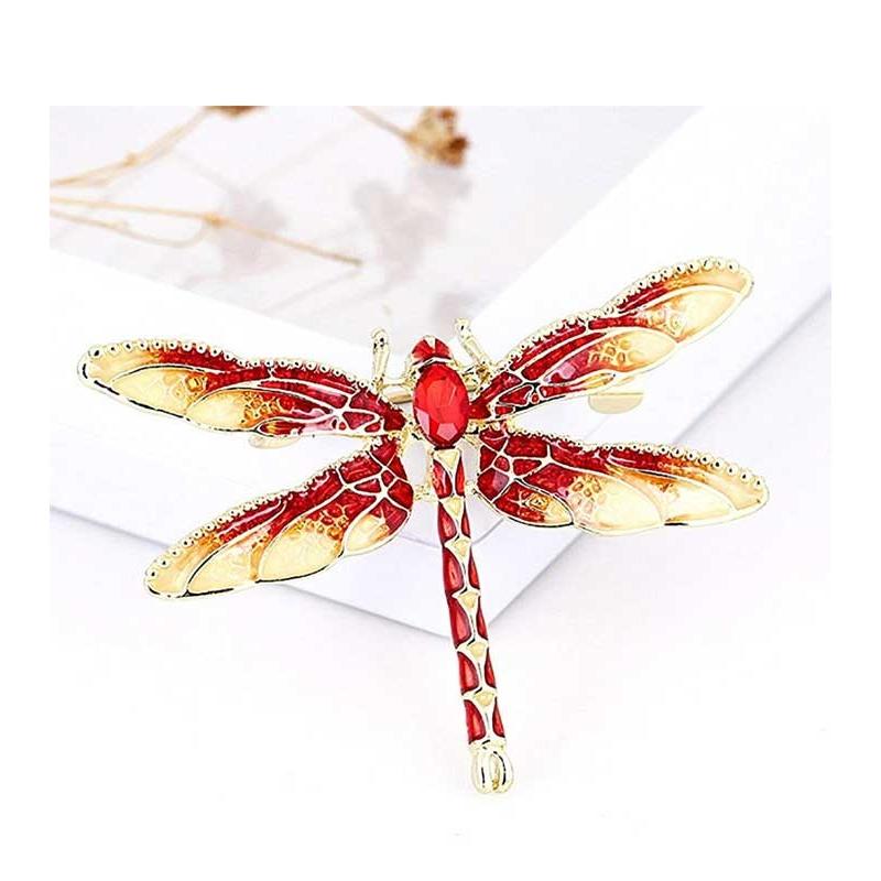トンボデザイン ブローチ トパーズ装飾 トンボデザイン ブローチ トパーズ装飾 女性のためのカラフルなトンボ