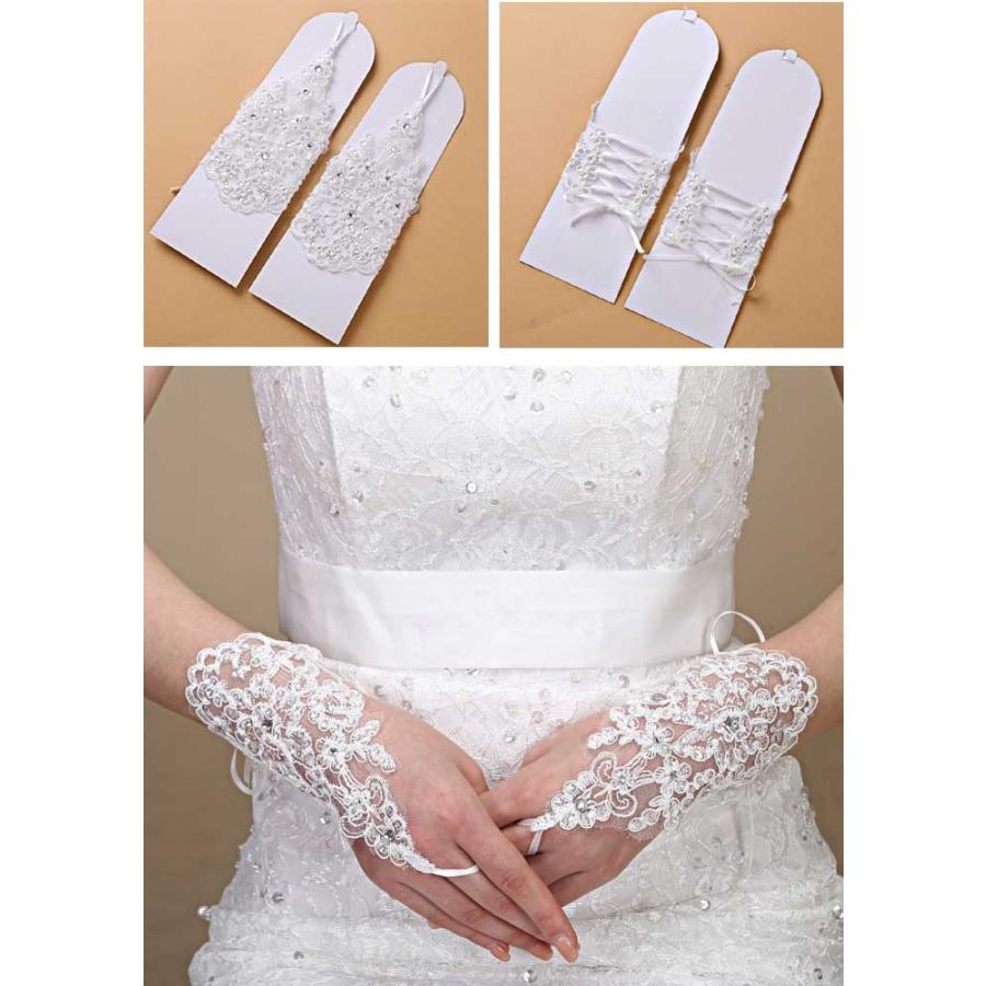 レースフィンガーレス ショートグローブ ウエディング グローブ