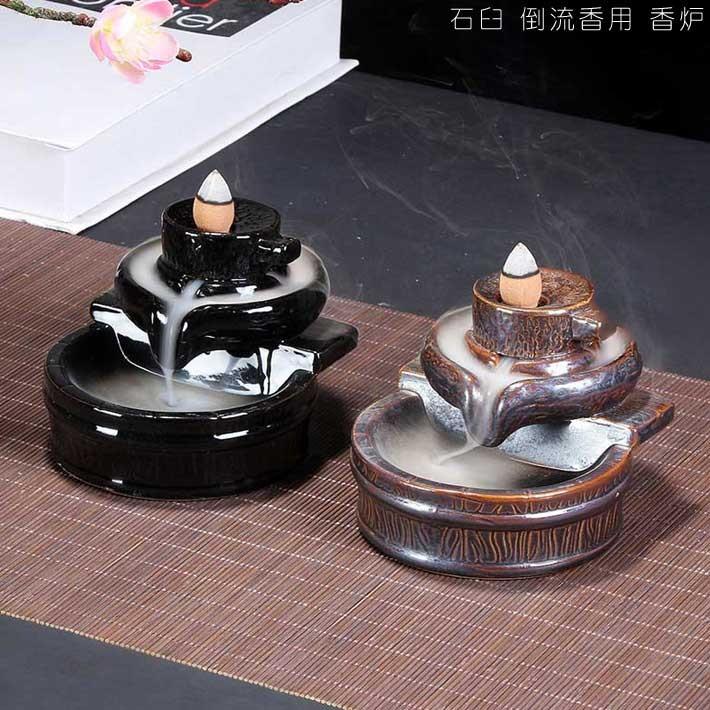 倒流香用 石臼 瞑想仏陀 エネルギーワーク 幻想的 煙 倒流香 香炉