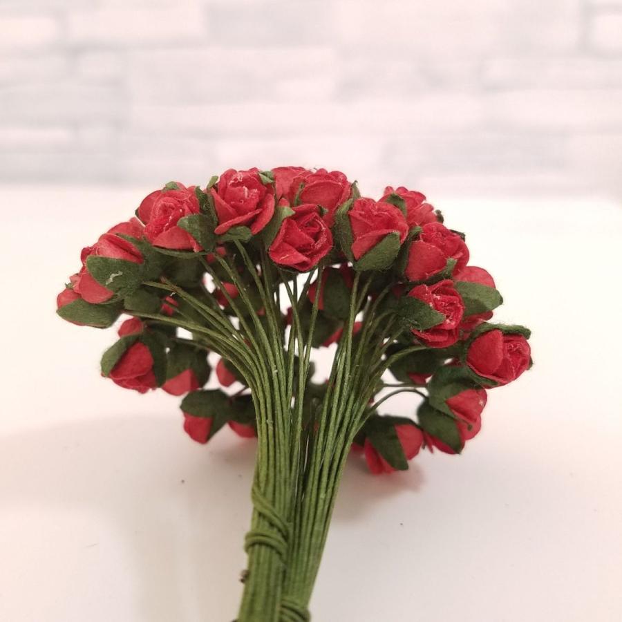 造花[ミニ・ペーパーフラワー バラ（赤） 直径約5-8mm 50本