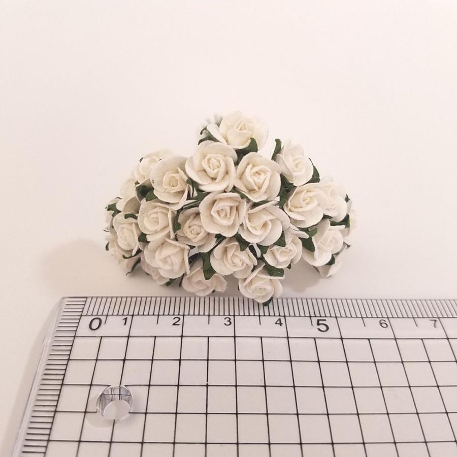 造花[ミニ・ペーパーフラワー バラ（白） 直径約5-8mm 50本] 手作り