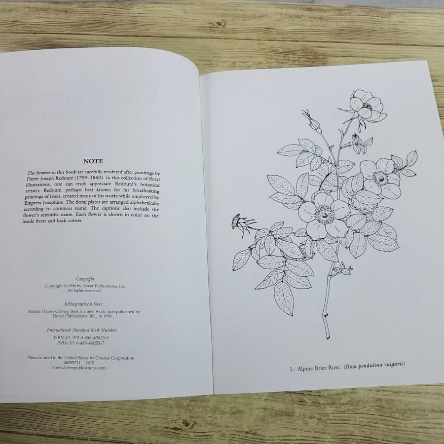 塗り絵[ルドゥーテの植物画 カラーリングブック Redoute Flowers