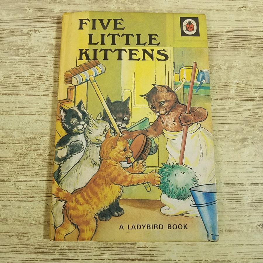 外国語絵本[5ひきの子猫 FIVE LITTLE KITTENS] レトロ絵本 新書サイズ
