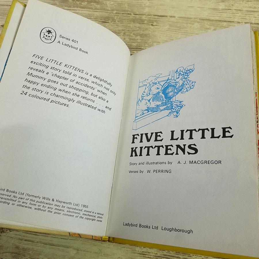 外国語絵本[5ひきの子猫 FIVE LITTLE KITTENS] レトロ絵本 新書サイズ