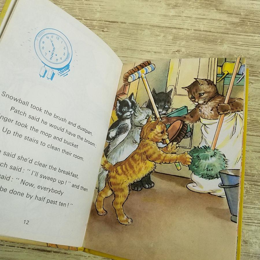 外国語絵本[5ひきの子猫 FIVE LITTLE KITTENS] レトロ絵本 新書サイズ
