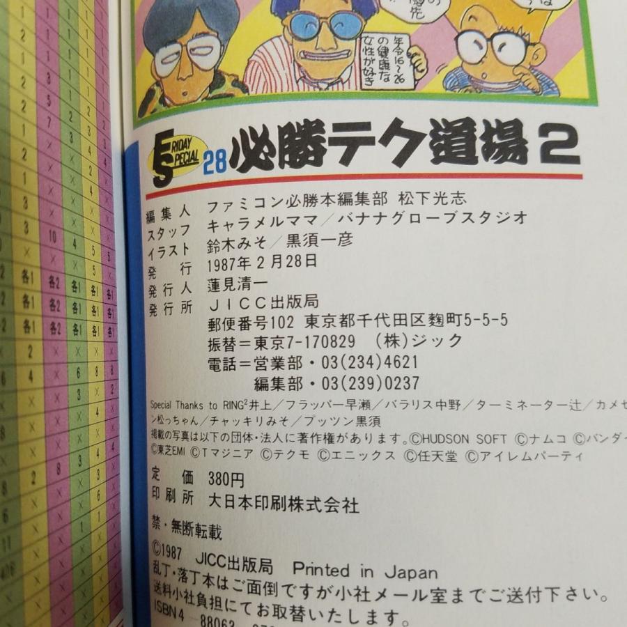 攻略本[ファミコン必勝本 必勝テク道場2 困った時の名人だのみ！！] 裏