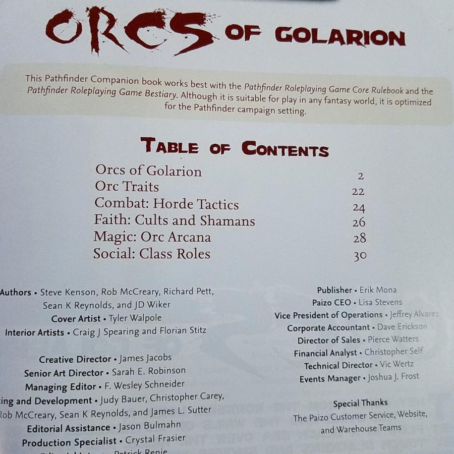 TRPG[パスファインダーRPG英語版 ORCS OF GOLARION: PATHFINDER PLAYER 