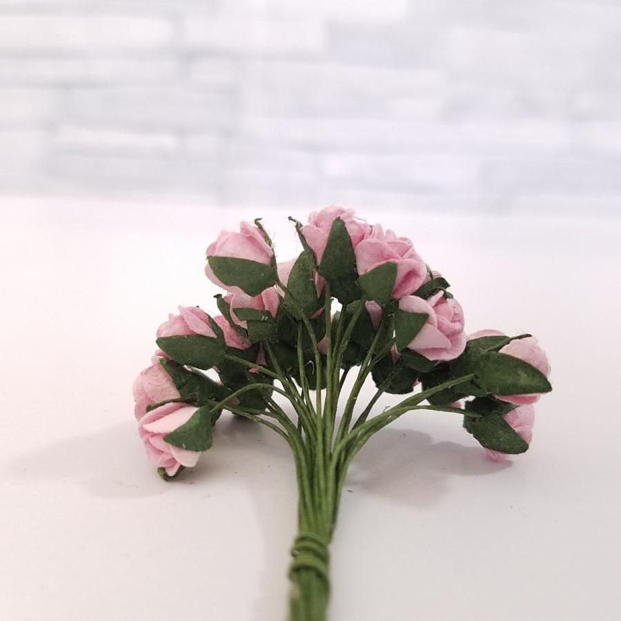 造花[ミニ・ペーパーフラワー バラ（ピンク #120） 直径約5-8mm 50本