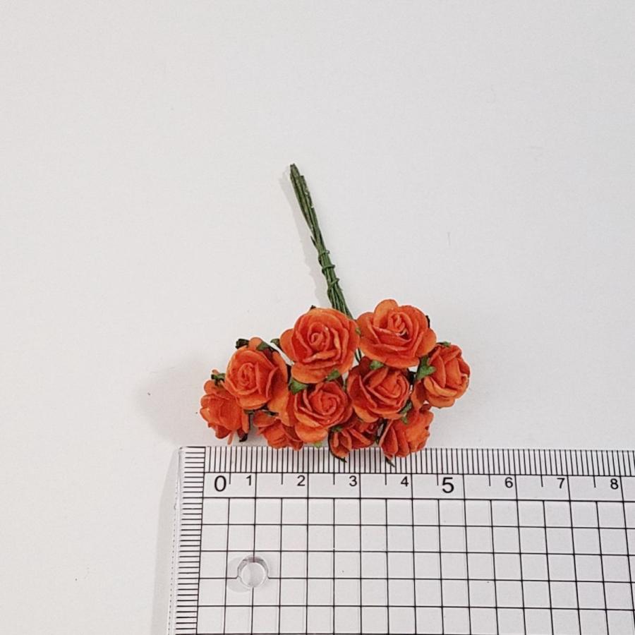 造花[ミニ・ペーパーフラワー バラ（赤橙 #131） 直径約15mm 50本
