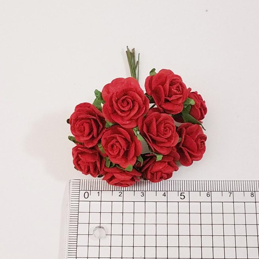 造花[ミニ・ペーパーフラワー バラ（赤 #101） 直径約20mm 20本
