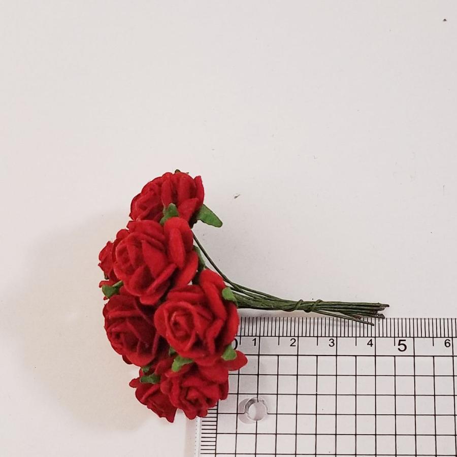 造花[ミニ・ペーパーフラワー バラ（赤 #101） 直径約20mm 20本