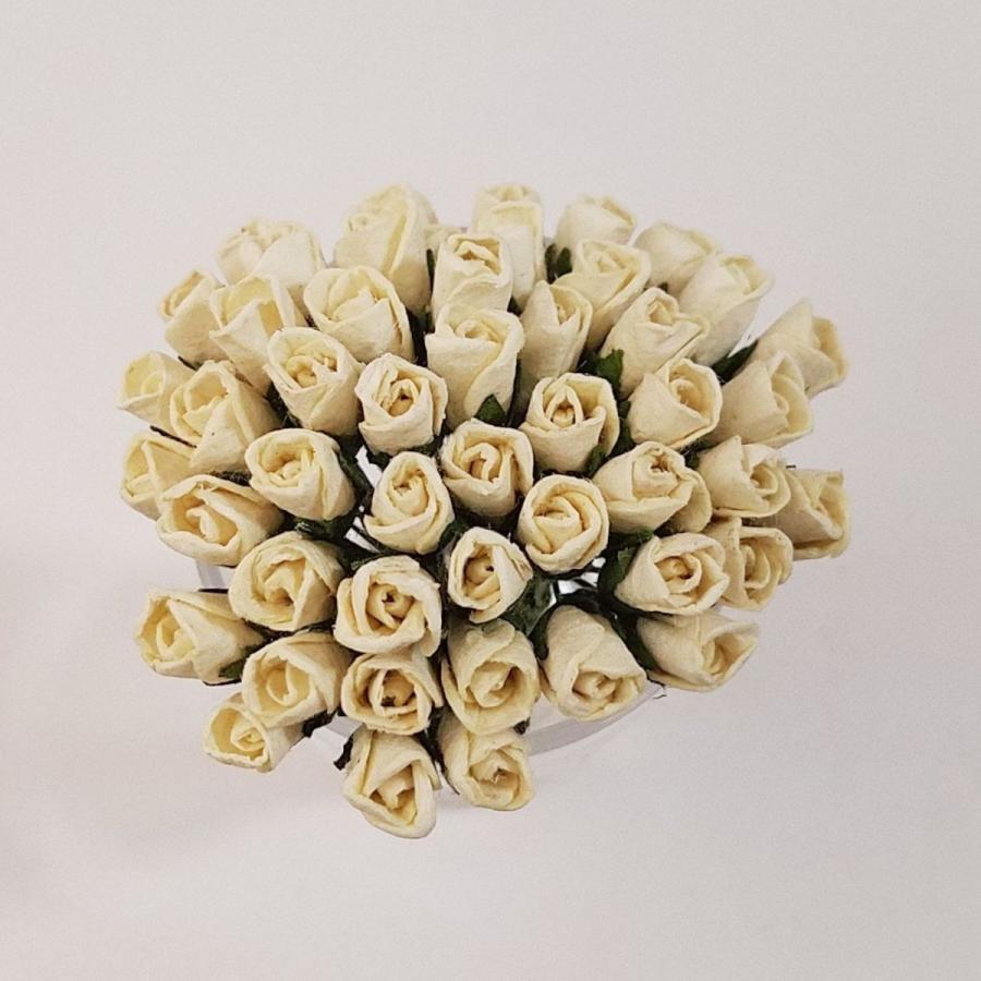 造花[ミニ・ペーパーフラワー バラのつぼみ（オフホワイト #153） 約7