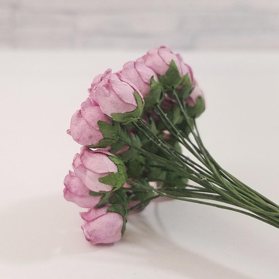 小型ピンク造花アートフラワー 造花[ミニ・ペーパーフラワー バラのぷっくりつぼみ（藤紫 #186） 直径