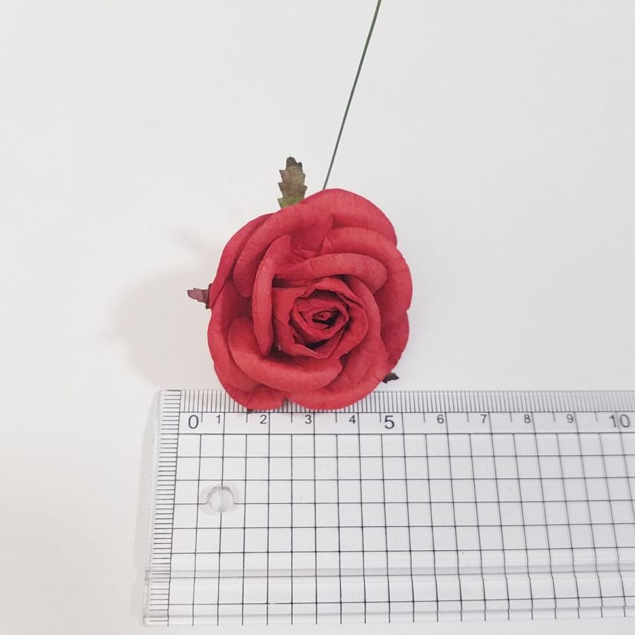 造花[ミニ・ペーパーフラワー バラ（赤 #101） 直径約50mm 10本