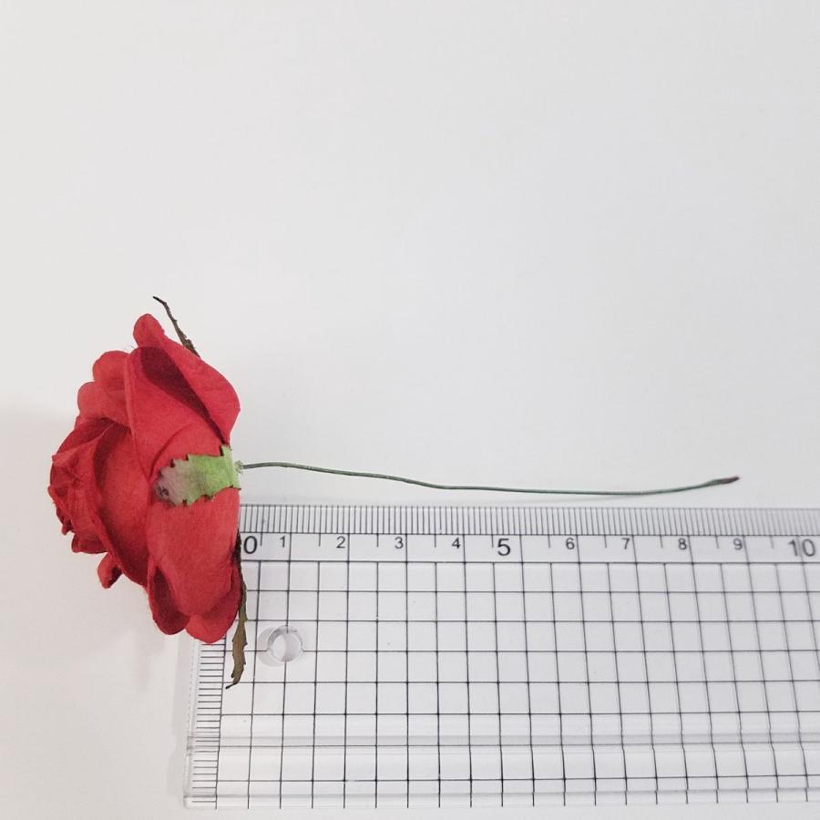 造花[ミニ・ペーパーフラワー バラ（赤 #101） 直径約50mm 10本