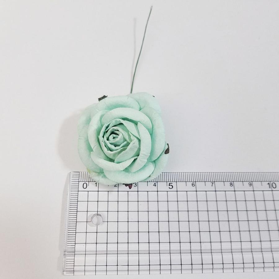 造花[ミニ・ペーパーフラワー バラ（ミントグリーン #166） 直径約50mm