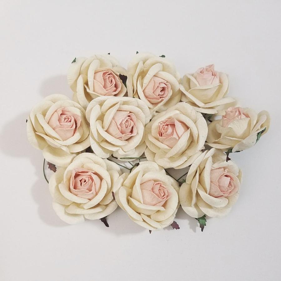 造花[ミニ・ペーパーフラワー バラ（バイカラー／ペールピンク