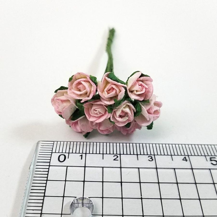 造花[ミニ・ペーパーフラワー バラ（バイカラー／ピンク＆白 #520
