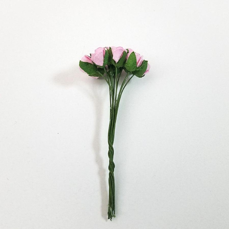 造花[ミニ・ペーパーフラワー バラ（ピンク #120） 直径約5-8mm 10本