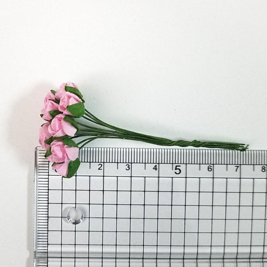 造花[ミニ・ペーパーフラワー バラ（ピンク #120） 直径約5-8mm 10本