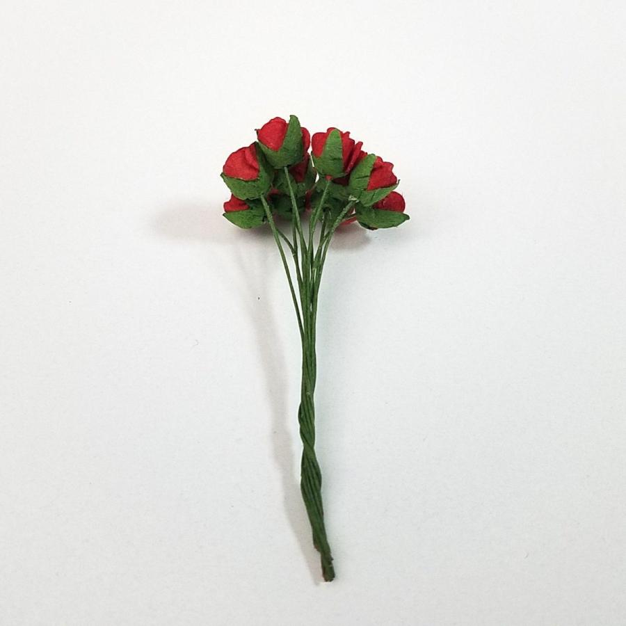 造花[ミニ・ペーパーフラワー バラ（赤 #101） 直径約5-8mm 10本