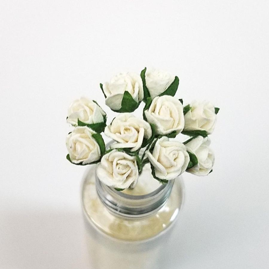 造花[ミニ・ペーパーフラワー バラ（白 #152） 直径約5-8mm 10本