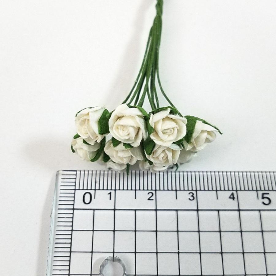 造花[ミニ・ペーパーフラワー バラ（白 #152） 直径約5-8mm 10本