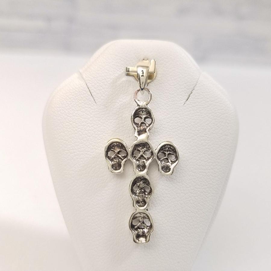 シルバーアクセ[シルバー925 ペンダント・トップ ドクロ・クロス 30mm