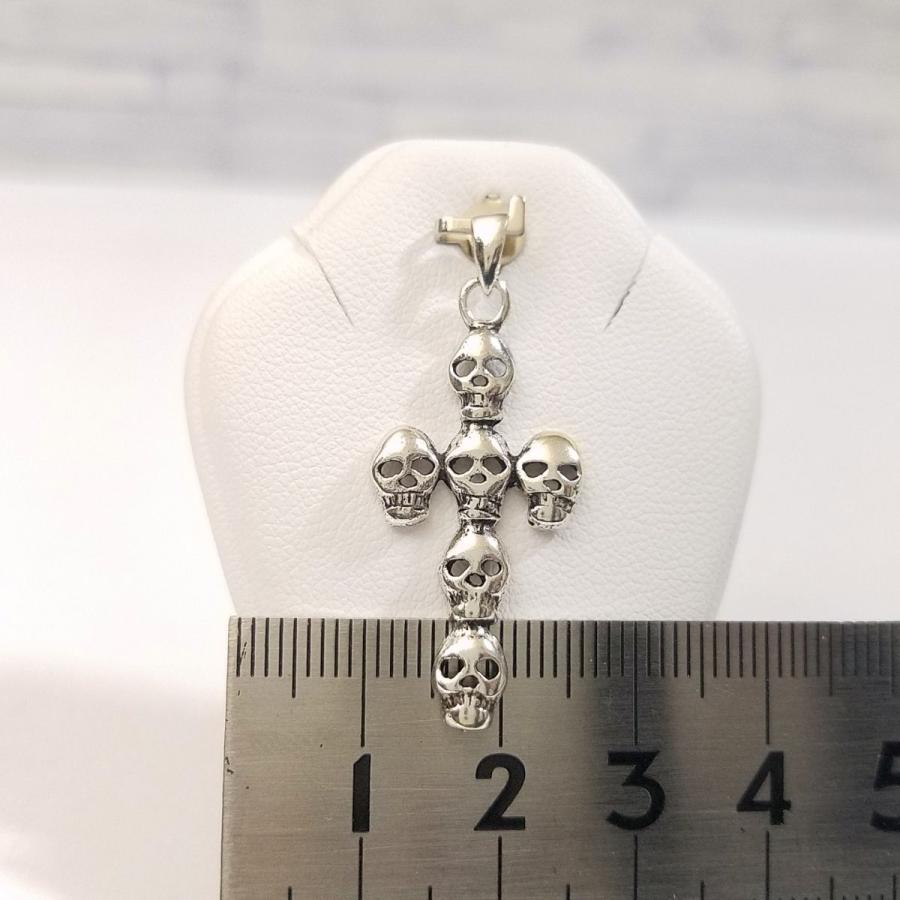シルバーアクセサリー　ドクロ シルバーアクセ[シルバー925 ペンダント・トップ ドクロ・クロス 30mm