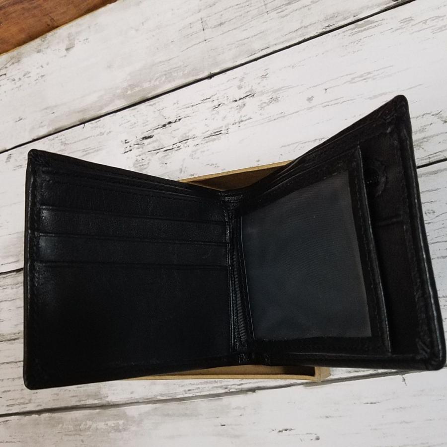 財布[アウトレット 牛革 メンズ 二つ折り財布(ブラック) ZZNICK