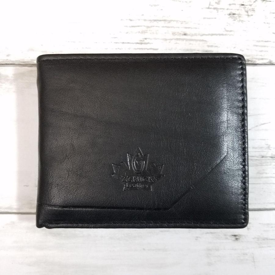 財布[アウトレット 牛革 メンズ 二つ折り財布(ブラック) ZZNICK