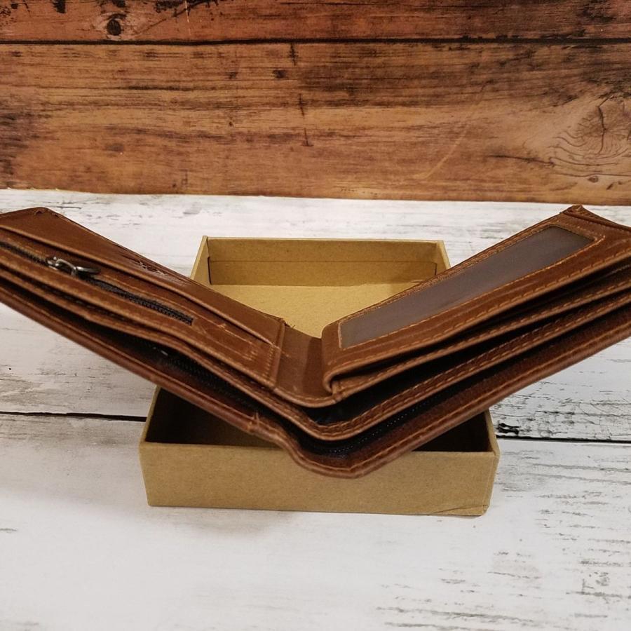 財布[アウトレット 牛革 メンズ 二つ折り財布(コーヒー・ブラウン