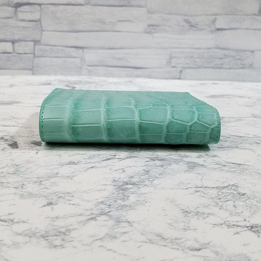 財布[クロコダイル 二つ折り財布(ターコイズ) ワニ革・新品 財布[クロコダイル 二つ折り財布(ターコイズ) ワニ革・新品