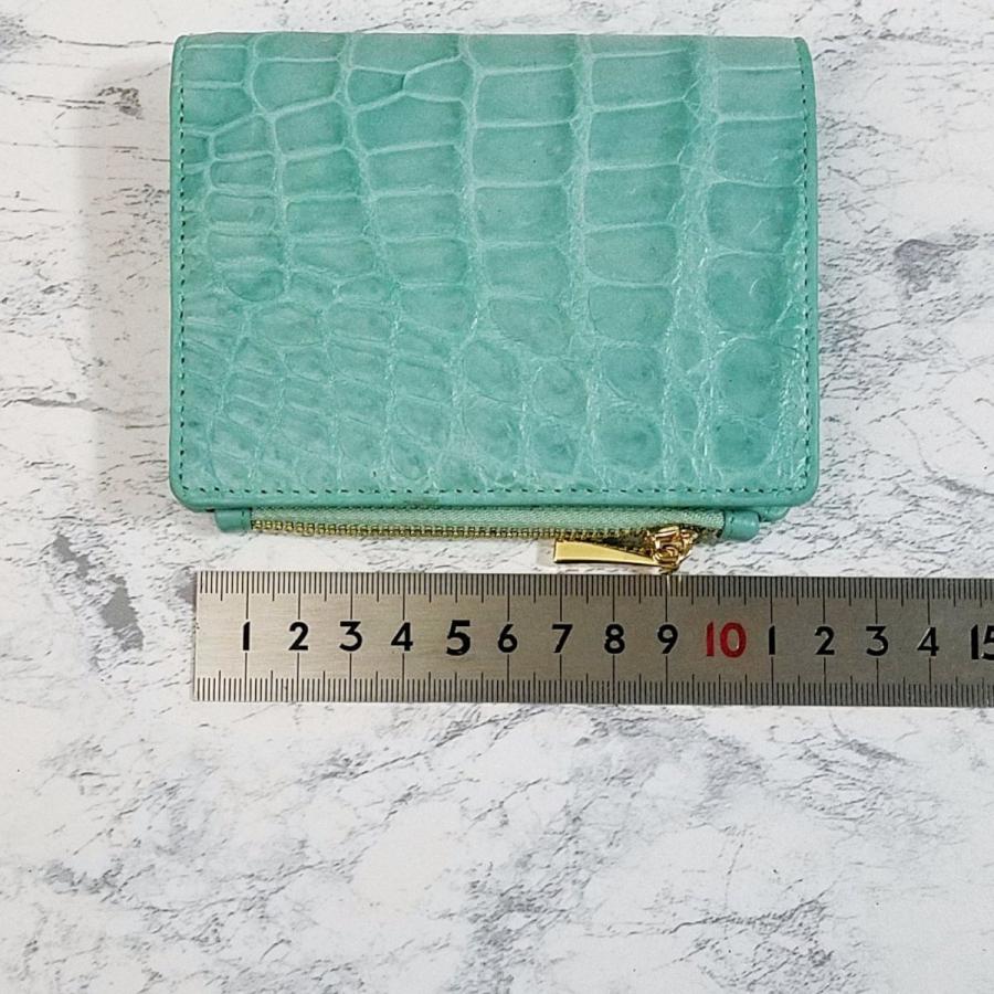 財布[クロコダイル 二つ折り財布(ターコイズ) ワニ革・新品 財布[クロコダイル 二つ折り財布(ターコイズ) ワニ革・新品