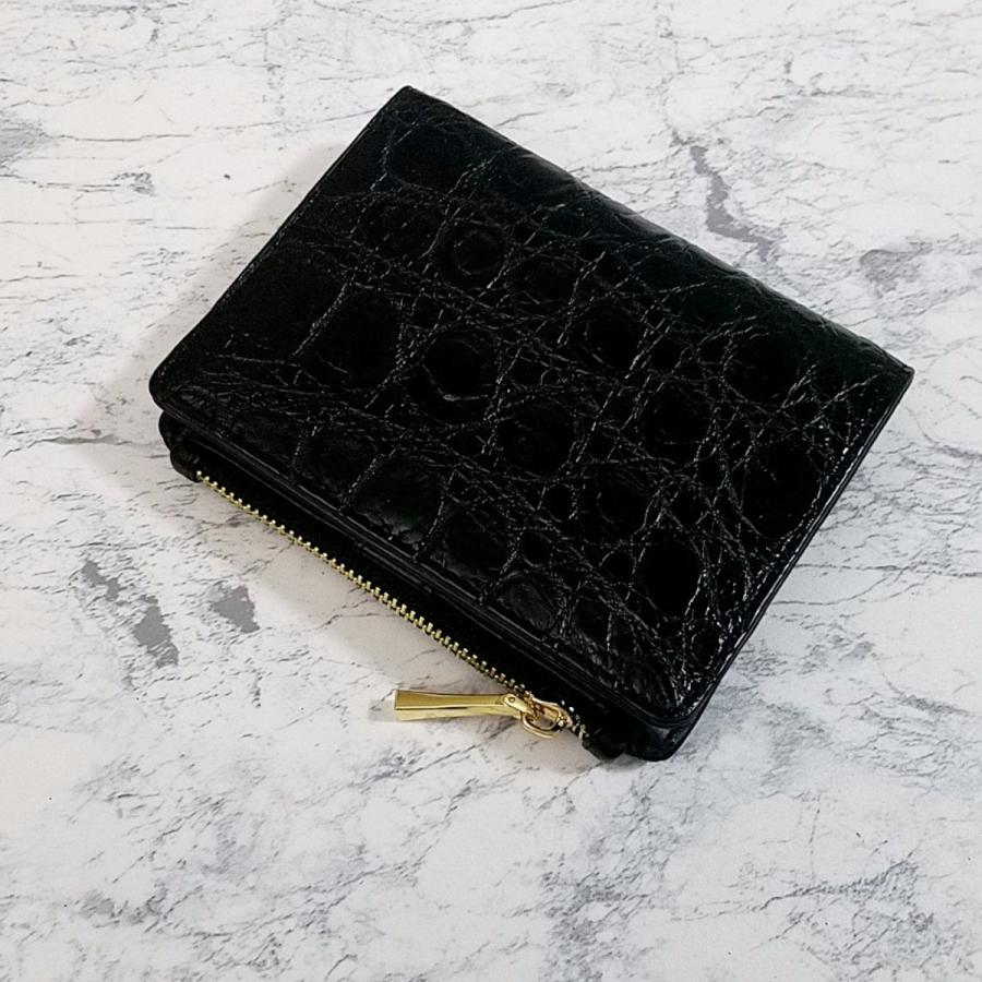 財布[クロコダイル 二つ折り財布(ブラック) ワニ革・新品・本物 財布[クロコダイル 二つ折り財布(ブラック) ワニ革・新品・本物